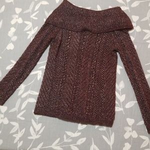 knit shoulder sweater with velvet bow